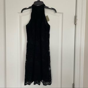 Brand new! Ann Taylor Loft petite velvet and lace halter dress - 0P